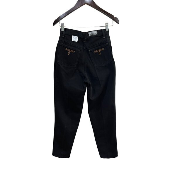 New Vintage Rocky Mountain Black High-Waisted Cotton Jeans W/ Embroidered Detail - Picture 2 of 11